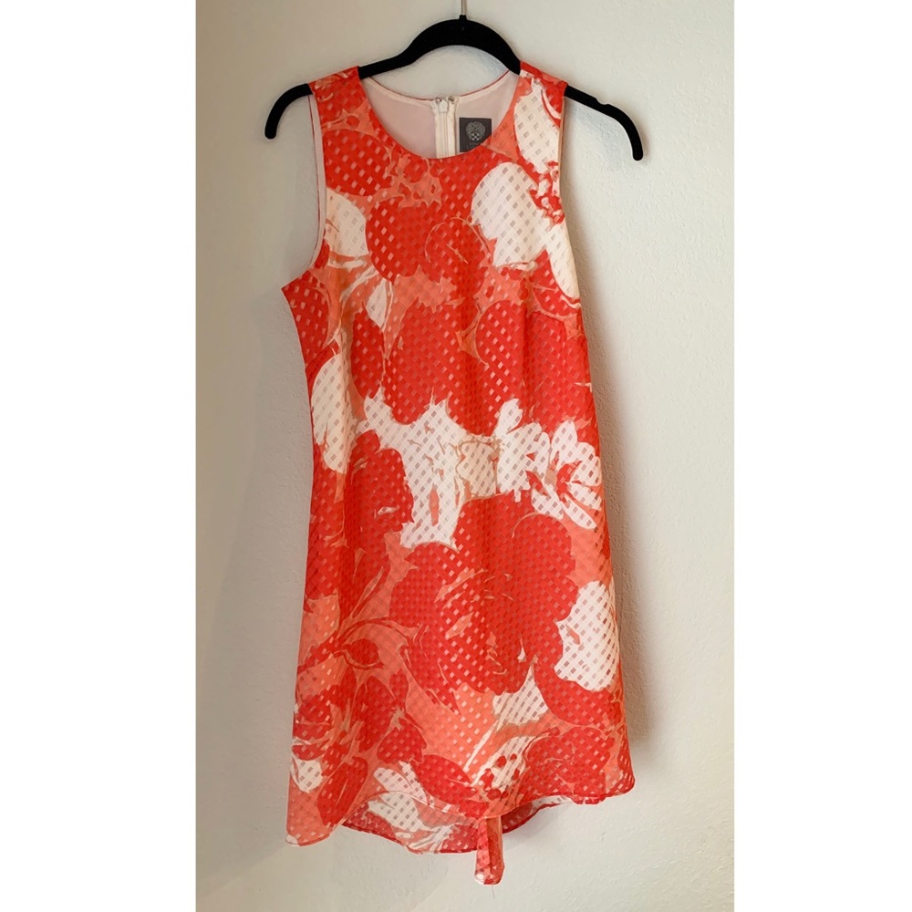 Vince Camuto Orange Floral Trapeze Dress